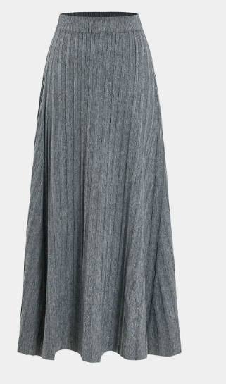 Solid High Waist Sweater Skirt