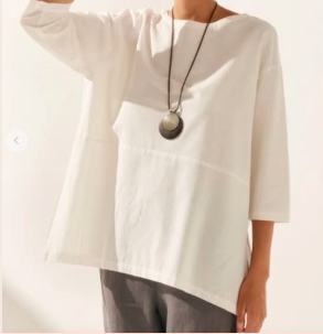 Linen White Boat Neck Oversized Top Ava