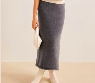 Mongolian Cashmere Knitted Long Halter Skirt Sophia
