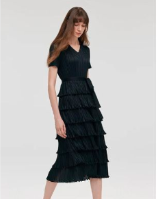 Party Wear - Pleated Tiered Midi Dress